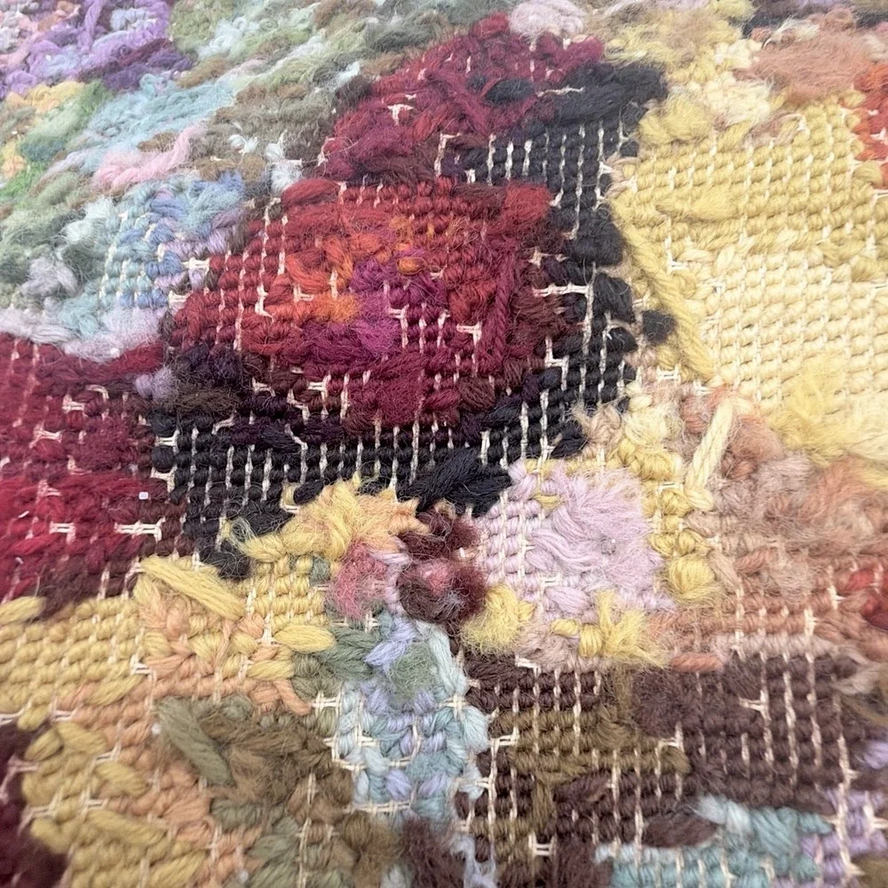 Vintage Needlepoint Pillow Tapestry Throw Pillow Floral Fruit Stitched